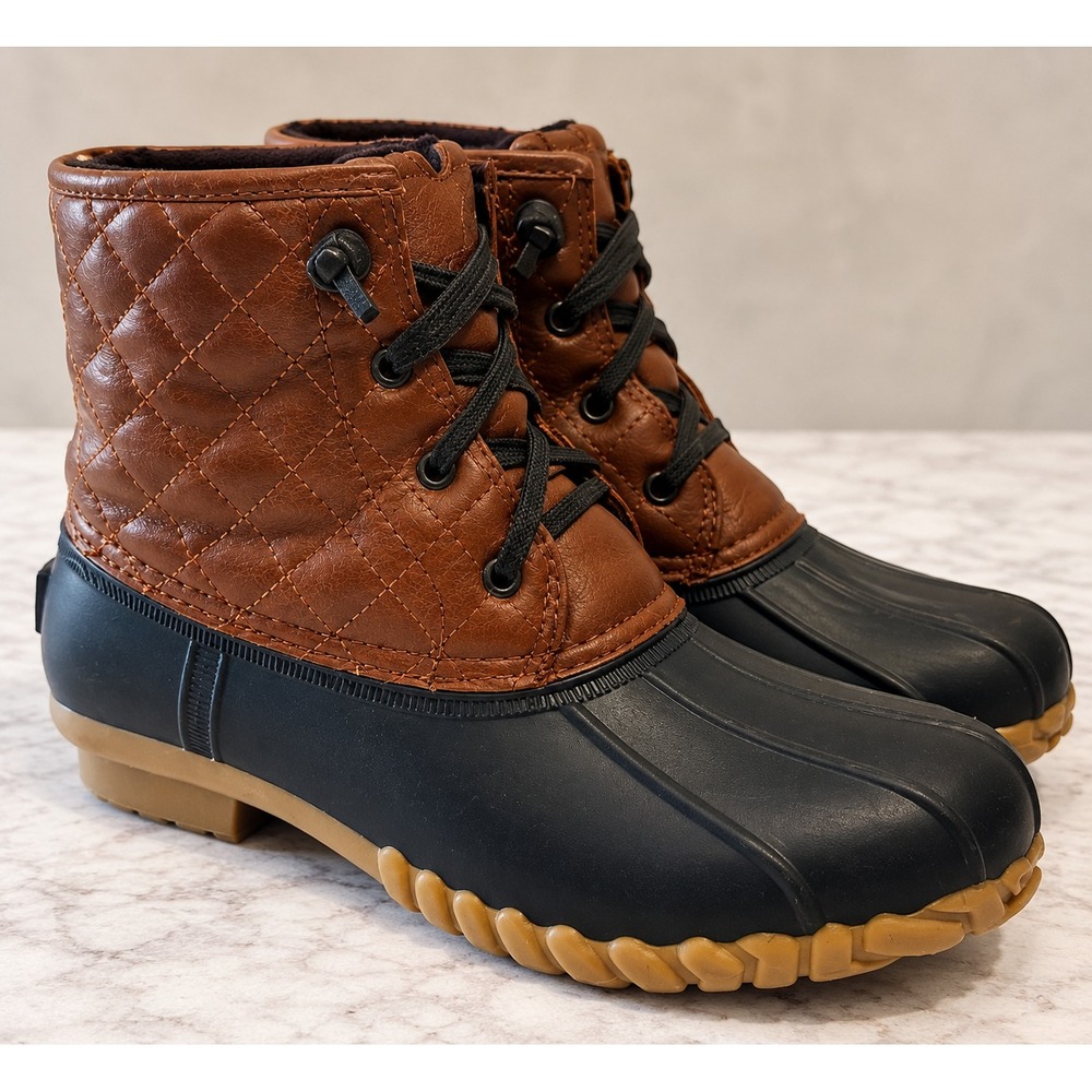 NAUTICA Sz 8 Shoes Quilted Down Duck Boots Rubber Water Resistant Dorsay Preppy